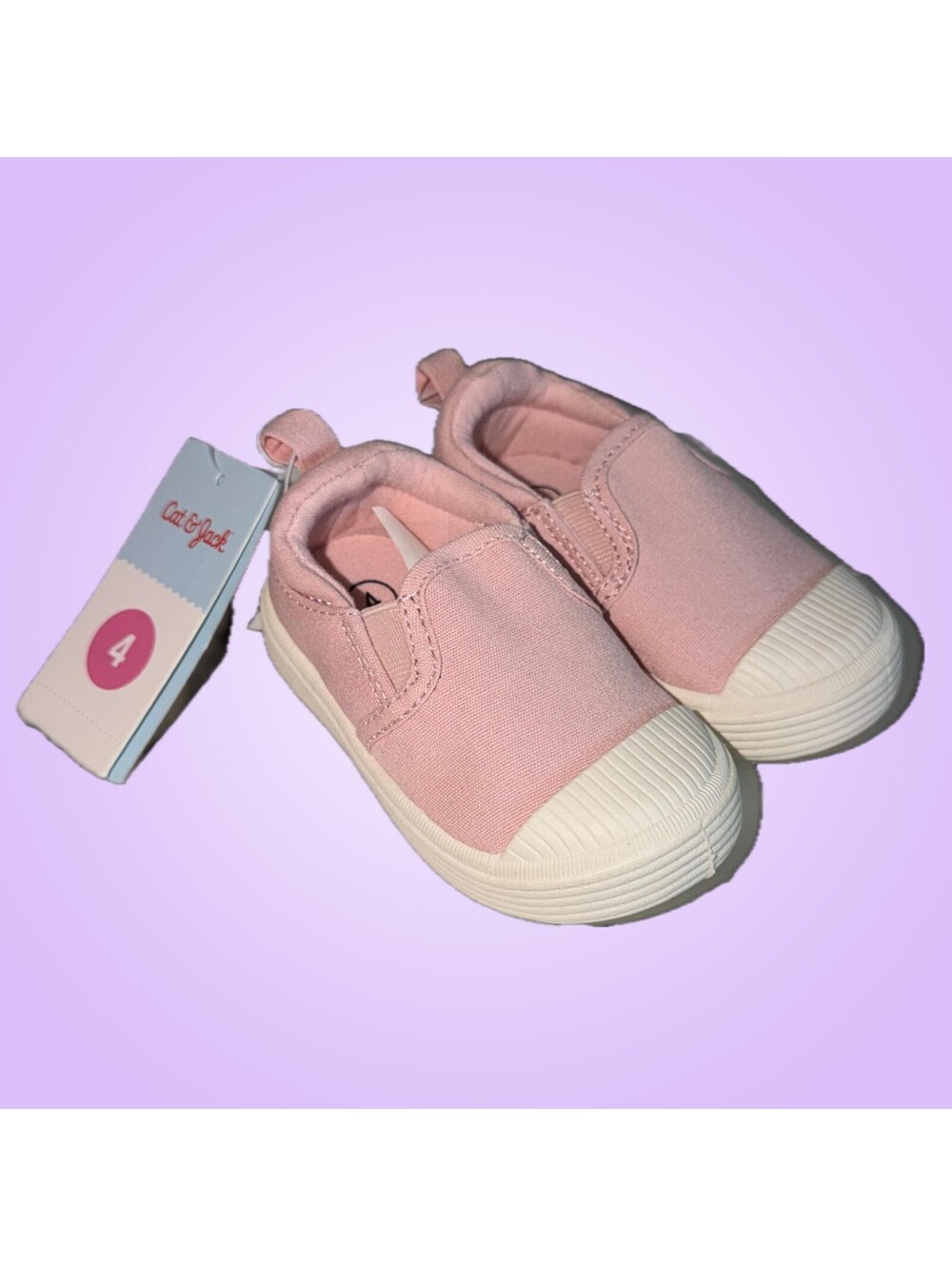 Cat & Jack Little Girls Size 4 Pink Canvas Slip-On Sneakers NWT